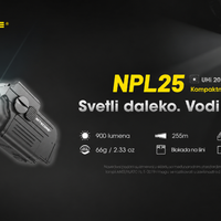 NITECORE NPL25 kompaktna taktička lampa za pištolj sa 900 lumena, dometom do 255 metara i magnetnim punjenjem