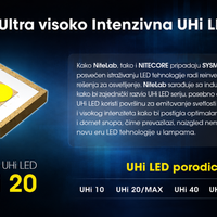 NiteLab UHi 20 LED čip visokog intenziteta koji omogućava snažan svetlosni snop, veliki domet i vrhunske performanse NITECORE NPL25 taktičke lampe