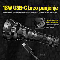 NITECORE P40 sistem kontrole sa tri tastera za uključivanje, podešavanje snage i izbor spot i flood snopa