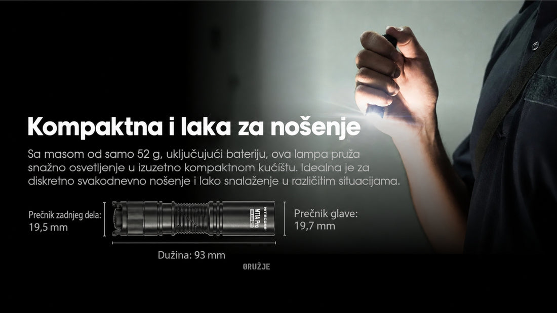 Nitecore MT1A Pro punjiva LED lampa od 800 lumena sa kopčom za svakodnevno nošenje.