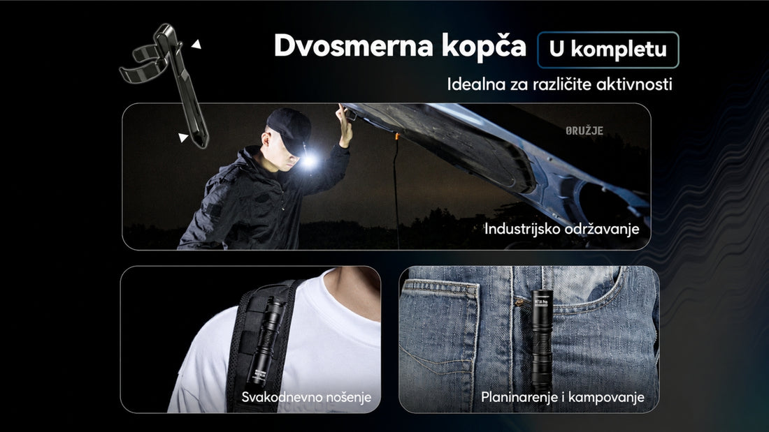 Nitecore MT1A Pro kompaktna ručna lampa sa zadnjim prekidačem i podrškom za AA bateriju.