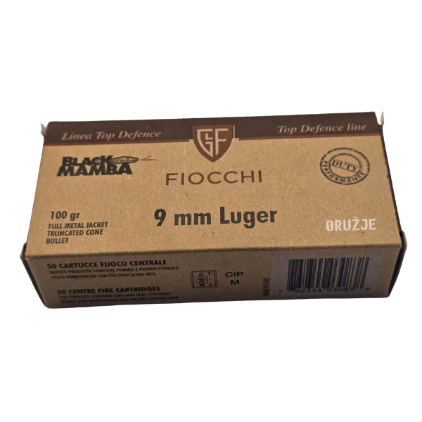 Kutija FIOCCHI BLACK MAMBA 9mm Luger municije sa 50 komada FMJTC metaka