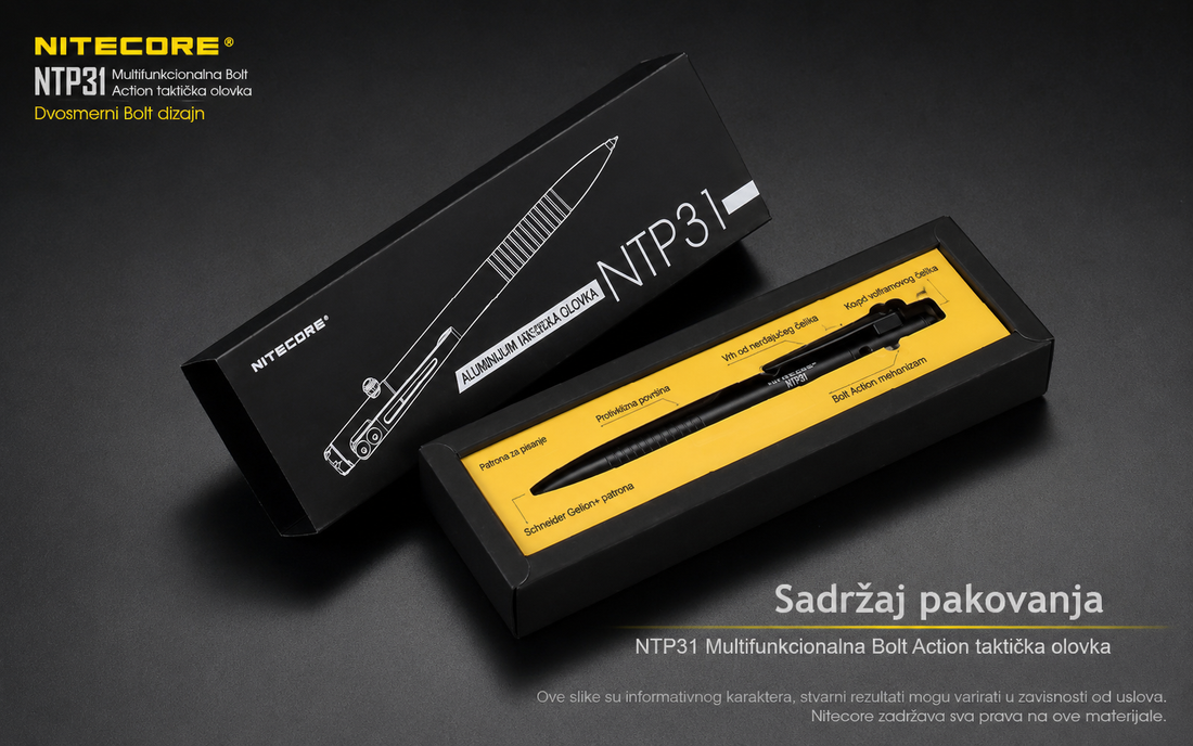 Nitecore NTP31 EDC taktička olovka sa čvrstom džepnom kopčom, aluminijumskim kućištem i ergonomskim rukohvatom