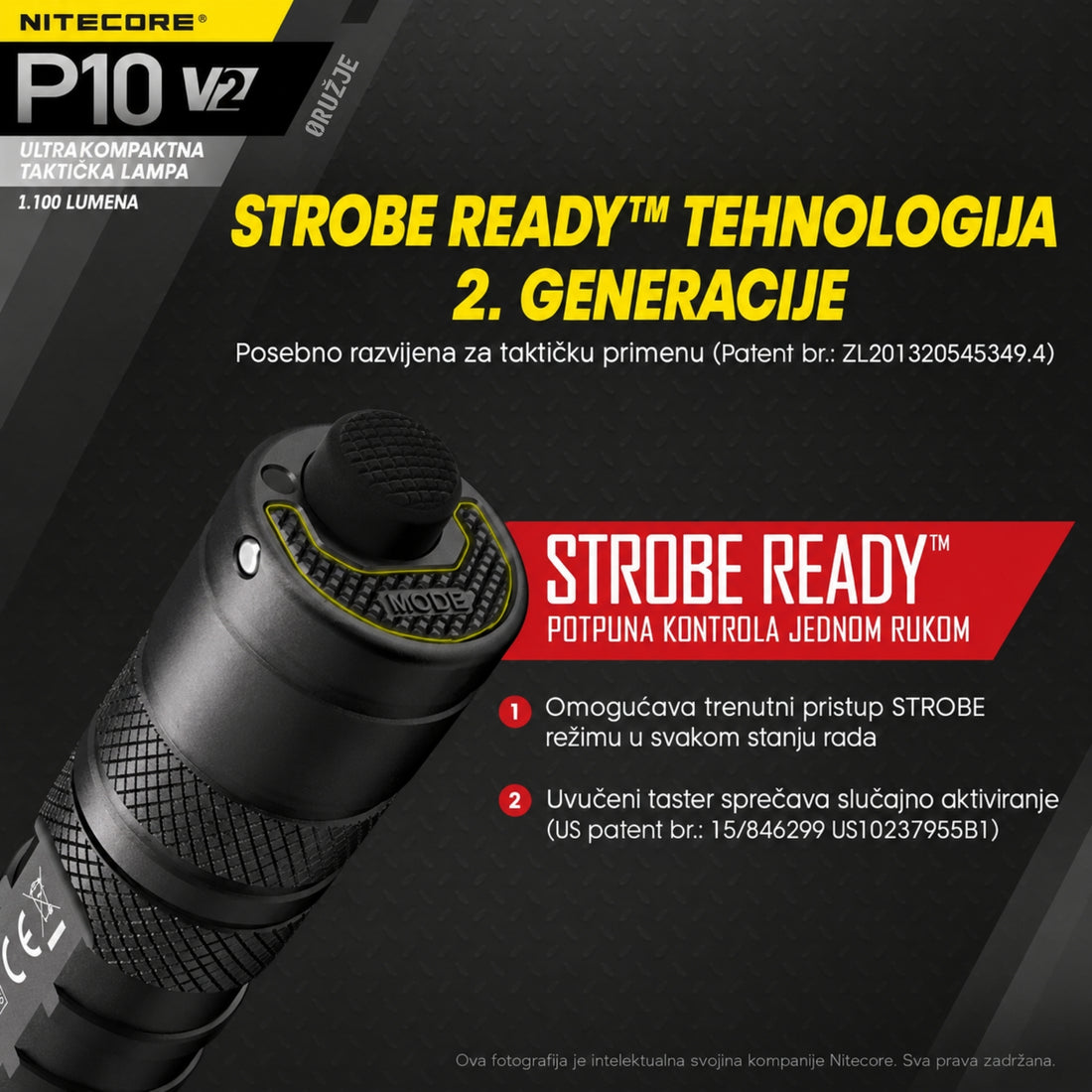 Nitecore P10 V2 taktička lampa sa STROBE READY tehnologijom
