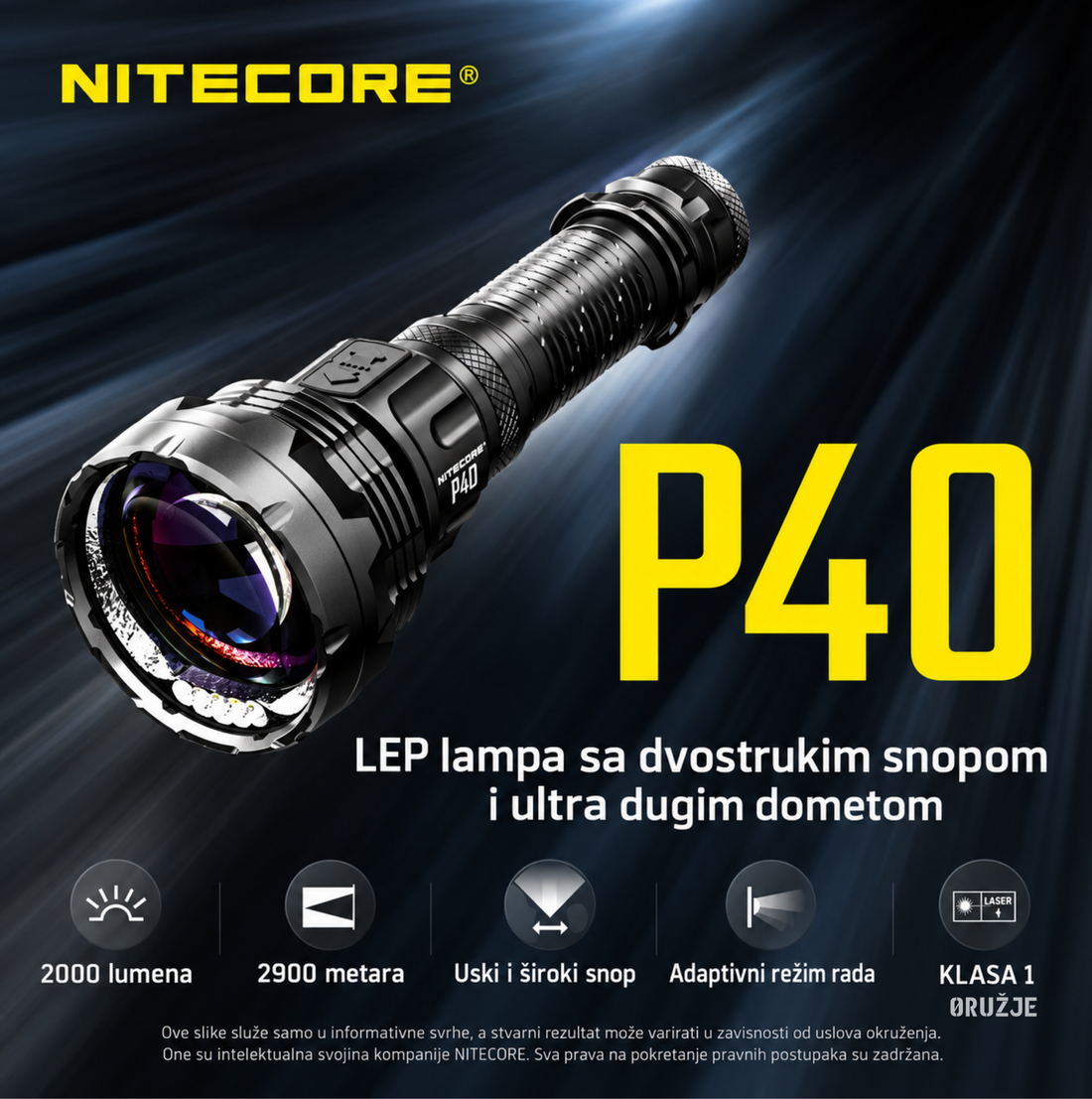NITECORE P40 sa NL2155HP 21700 punjivom Li-ion baterijom kapaciteta 5500 mAh
