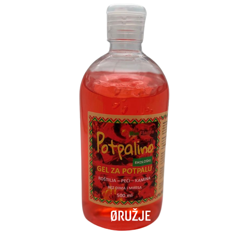 Potpalino gel za potpalu vatre od 100% biljnih sastojaka u praktičnoj bočici, namenjen za brzo i jednostavno paljenje roštilja, kamina, peći i drugih ogrevnih materijala bez dima i neprijatnih mirisa.