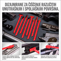 REAL AVID Smart Brush - prikaz čišćenja metalnih delova oružja četkicama sa najlonskim i fosforno-bronzanim vlaknima, uz set od 8 alata.