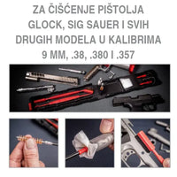Prikaz čišćenja pištolja kalibra 9 mm, .38, .380 i .357 setom Real Avid PRIME-9