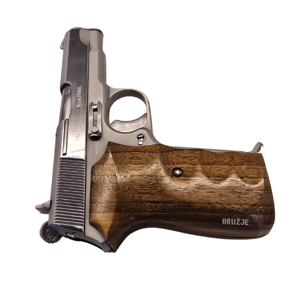 Detaljan prikaz drvenih korica i čelične konstrukcije pištolja Zastava M88 9 mm Parabellum