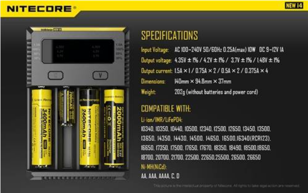 PUNJAC ZA 4 BATERIJE, NEW i4 NITECORE