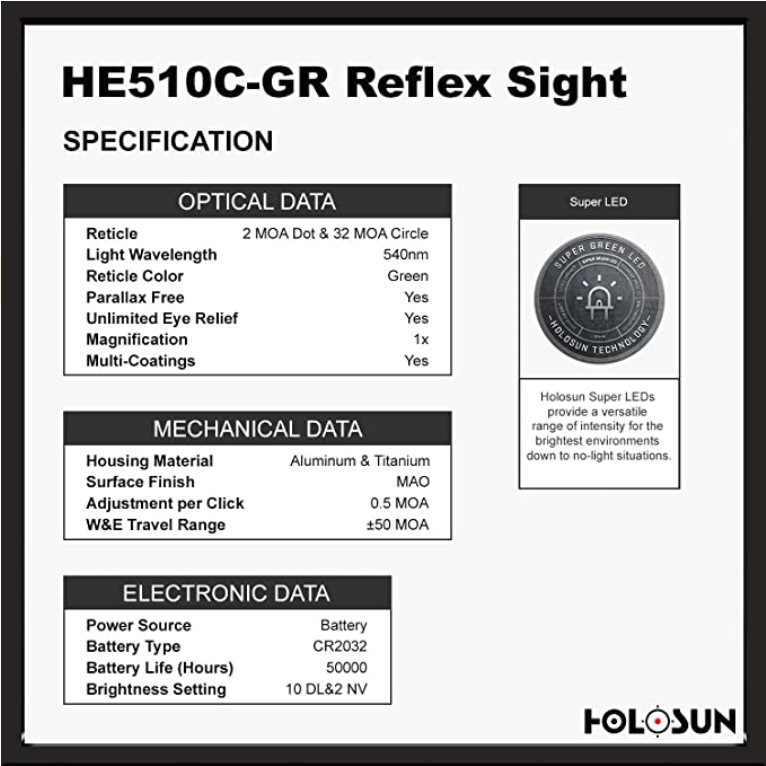 HOLOSUN HE510C-GR MICRO RED DOT OPTIC