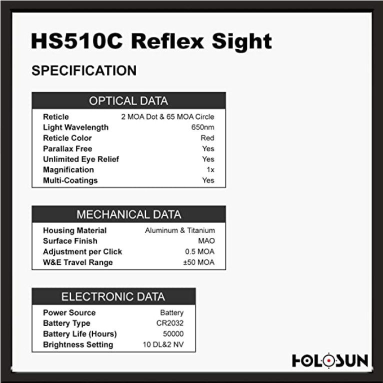 HOLOSUN HS510C MICRO RED DOT OPTIC